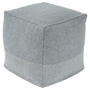 Benzara Handmade Square Shaped Pouf with Textured Details, Charcoal Gray BM226127 Gray Fabric BM226127