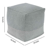 Benzara Handmade Square Shaped Pouf with Textured Details, Charcoal Gray BM226127 Gray Fabric BM226127