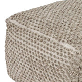 Benzara Handwoven Square Shaped Pouf with Knotted Design and Zipper Closure, Brown BM226128 Brown Fabric BM226128