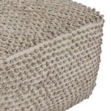 Benzara Handwoven Square Shaped Pouf with Knotted Design and Zipper Closure, Brown BM226128 Brown Fabric BM226128