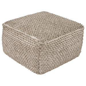 Benzara Handwoven Square Shaped Pouf with Knotted Design and Zipper Closure, Brown BM226128 Brown Fabric BM226128