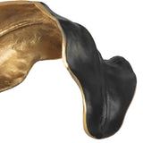 Benzara Twisted Leaf Design Sculpture with Texture Details, Gold and Black BM226131 Gold, Black Metal BM226131