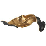 Twisted Leaf Design Sculpture with Texture Details, Gold and Black