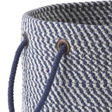 Benzara Round Shaped Fabric Basket with Braided Handles, Blue and White BM226136 Blue, White Fabric BM226136