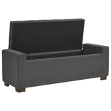 Benzara Fabric Tufted Seat Storage Bench with Block Feet, Dark Gray BM226141 Gray Solid wood, Fabric BM226141