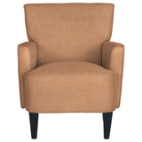 Benzara Fabric Accent Chair with Track Arms and Round Tapered Legs, Brown BM226145 Brown Solid wood, Fabric BM226145