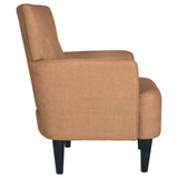 Benzara Fabric Accent Chair with Track Arms and Round Tapered Legs, Brown BM226145 Brown Solid wood, Fabric BM226145