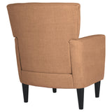 Benzara Fabric Accent Chair with Track Arms and Round Tapered Legs, Brown BM226145 Brown Solid wood, Fabric BM226145
