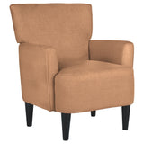 Fabric Accent Chair with Track Arms and Round Tapered Legs, Brown