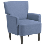 Fabric Accent Chair with Track Arms and Round Tapered Legs, Blue