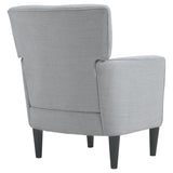 Benzara Fabric Accent Chair with Track Arms and Round Tapered Legs, Light Gray BM226147 Gray Solid wood, Fabric BM226147