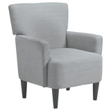 Fabric Accent Chair with Track Arms and Round Tapered Legs, Light Gray