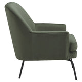 Benzara Fabric Accent Chair with Sleek Flared Track Arms and Metal Legs, Green BM226150 Green Solid wood, Fabric, Metal BM226150