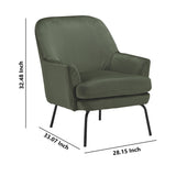 Benzara Fabric Accent Chair with Sleek Flared Track Arms and Metal Legs, Green BM226150 Green Solid wood, Fabric, Metal BM226150