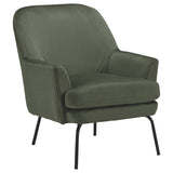 Fabric Accent Chair with Sleek Flared Track Arms and Metal Legs, Green