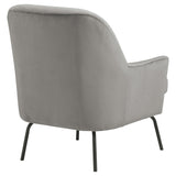 Benzara Fabric Accent Chair with Sleek Flared Track Arms and Metal Legs, Gray BM226151 Gray Solid wood, Fabric, Metal BM226151