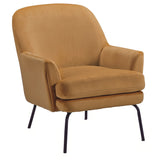 Fabric Accent Chair with Flared Track Arms and Metal Legs, Dark Yellow