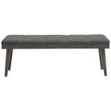 Benzara Button Tufted Fabric Accent Bench with Wooden Tapered Legs, Gray BM226157 Gray Solid Wood and Fabric BM226157