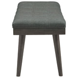 Benzara Button Tufted Fabric Accent Bench with Wooden Tapered Legs, Gray BM226157 Gray Solid Wood and Fabric BM226157