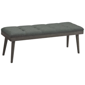 Benzara Button Tufted Fabric Accent Bench with Wooden Tapered Legs, Gray BM226157 Gray Solid Wood and Fabric BM226157