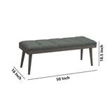 Benzara Button Tufted Fabric Accent Bench with Wooden Tapered Legs, Gray BM226157 Gray Solid Wood and Fabric BM226157