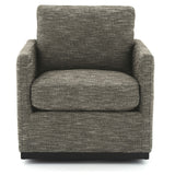 Benzara Swivel Fabric Upholstered Accent Chair with Track Arms and Trim Base, Gray BM226160 Gray Solid Wood and Fabric BM226160