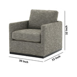 Benzara Swivel Fabric Upholstered Accent Chair with Track Arms and Trim Base, Gray BM226160 Gray Solid Wood and Fabric BM226160