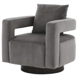 Swivel Fabric Upholstered Accent Chair with Curved Open Back and Arms, Gray