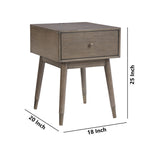Benzara 1 Drawer Wooden Accent Table with USB Ports and Splayed Legs, Taupe Gray BM226177 Gray Solid Wood, Veneer and Engineered wood BM226177