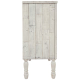 Benzara 2 Glass Inlay Door Wooden Accent Cabinet with Turned Legs, Antique White BM226179 White Solid Wood and Engineered Wood BM226179