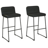 Benzara 40 Inch Channel Stitched Leatherette Barstool with Sled Base,Set of 2,Black BM226192 Black Metal and Faux Leather BM226192