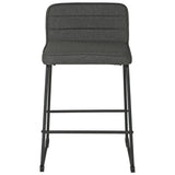 Benzara Channel Stitched Low Back Fabric Barstool with Sled Base, Set of 2, Gray BM226193 Gray Metal and Fabric BM226193