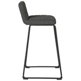 Benzara 40 Inch Channel Stitched Low Fabric Barstool with Sled Base, Set of 2, Gray BM226194 Gray Metal and Fabric BM226194