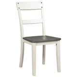 Benzara Farmhouse Style Wooden Side Chair with Ladder Style Back, Set of 2, White BM226196 White Solid Wood BM226196