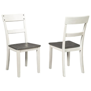 Benzara Farmhouse Style Wooden Side Chair with Ladder Style Back, Set of 2, White BM226196 White Solid Wood BM226196