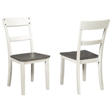 Farmhouse Style Wooden Side Chair with Ladder Style Back, Set of 2, White