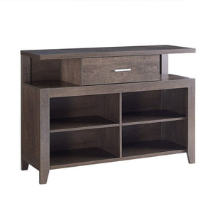 Benzara 1 Drawer Wooden TV Stand with 4 Open Compartments, Oak Brown BM226197 Brown Solid Wood, MDF BM226197