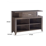 Benzara 1 Drawer Wooden TV Stand with 4 Open Compartments, Oak Brown BM226197 Brown Solid Wood, MDF BM226197