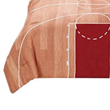 Benzara 3 Piece Polyester Twin Comforter Set with Basketball Court Print, Multicolor BM226205 Multicolor Fabric BM226205