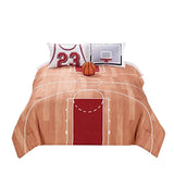 3 Piece Polyester Twin Comforter Set with Basketball Court Print, Multicolor