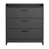 Benzara 3 Drawer Wooden Chest with Sled Base, Glossy Black BM226210 Black Engineered Wood and Laminate BM226210