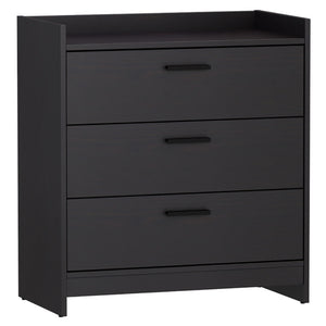 Benzara 3 Drawer Wooden Chest with Sled Base, Glossy Black BM226210 Black Engineered Wood and Laminate BM226210