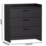 Benzara 3 Drawer Wooden Chest with Sled Base, Glossy Black BM226210 Black Engineered Wood and Laminate BM226210