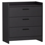 3 Drawer Wooden Chest with Sled Base, Glossy Black