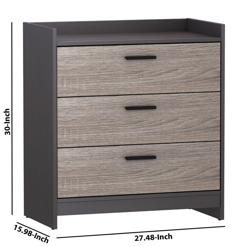 Benzara 3 Drawer Wooden Chest with Sled Base, Black and Brown BM226211 Black and Brown Engineered Wood and Laminate BM226211