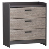 Benzara 3 Drawer Wooden Chest with Sled Base, Black and Brown BM226211 Black and Brown Engineered Wood and Laminate BM226211
