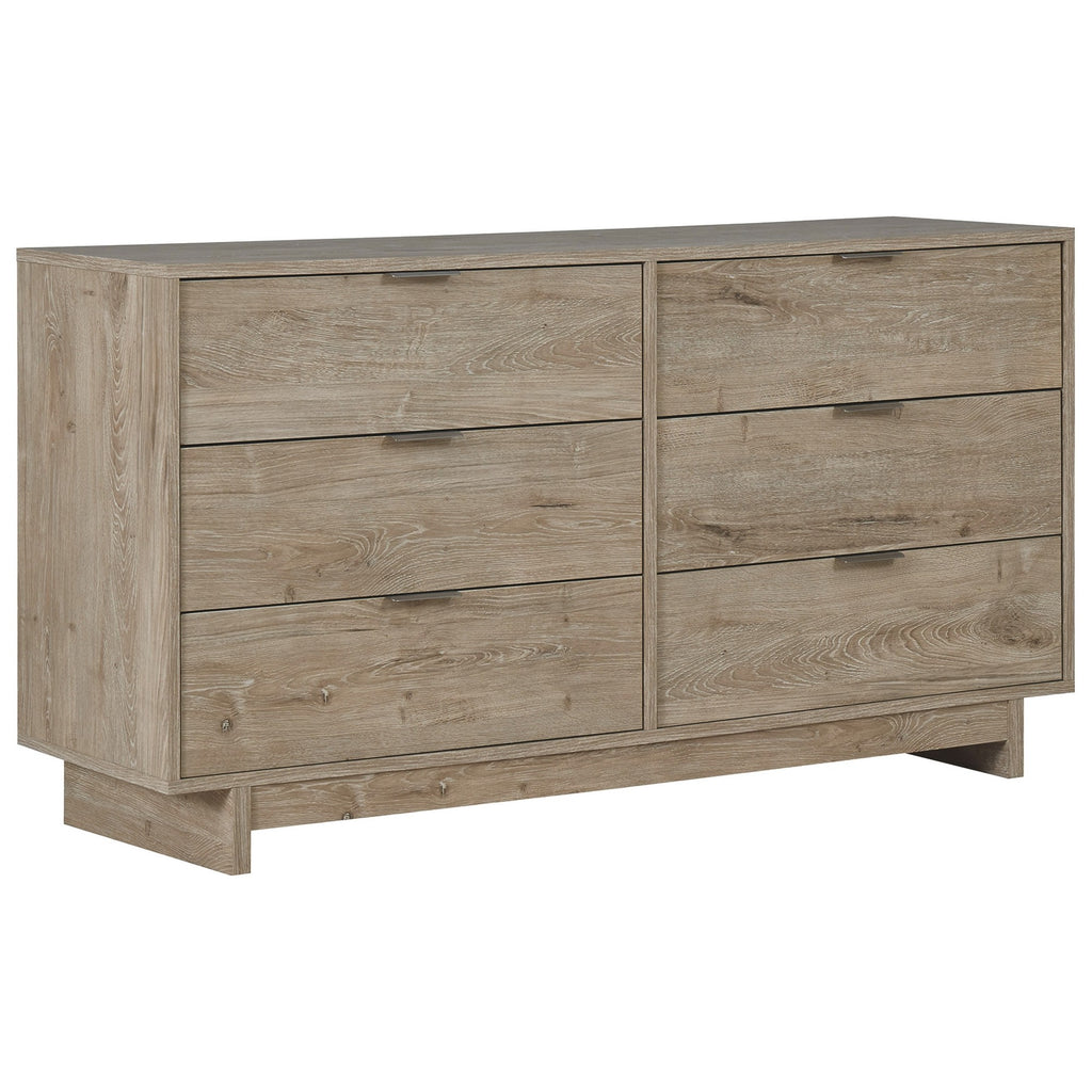 Benzara 6 Drawer Wooden Dresser with Grain Details, Oak Brown BM226218 Brown Engineered Wood and Laminate BM226218