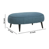 Benzara Fabric Upholstered Oversized Accent Ottoman with Metal Legs, Blue BM226438 Blue Solid Wood, Fabric, Metal BM226438