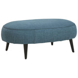 Fabric Upholstered Oversized Accent Ottoman with Metal Legs, Blue