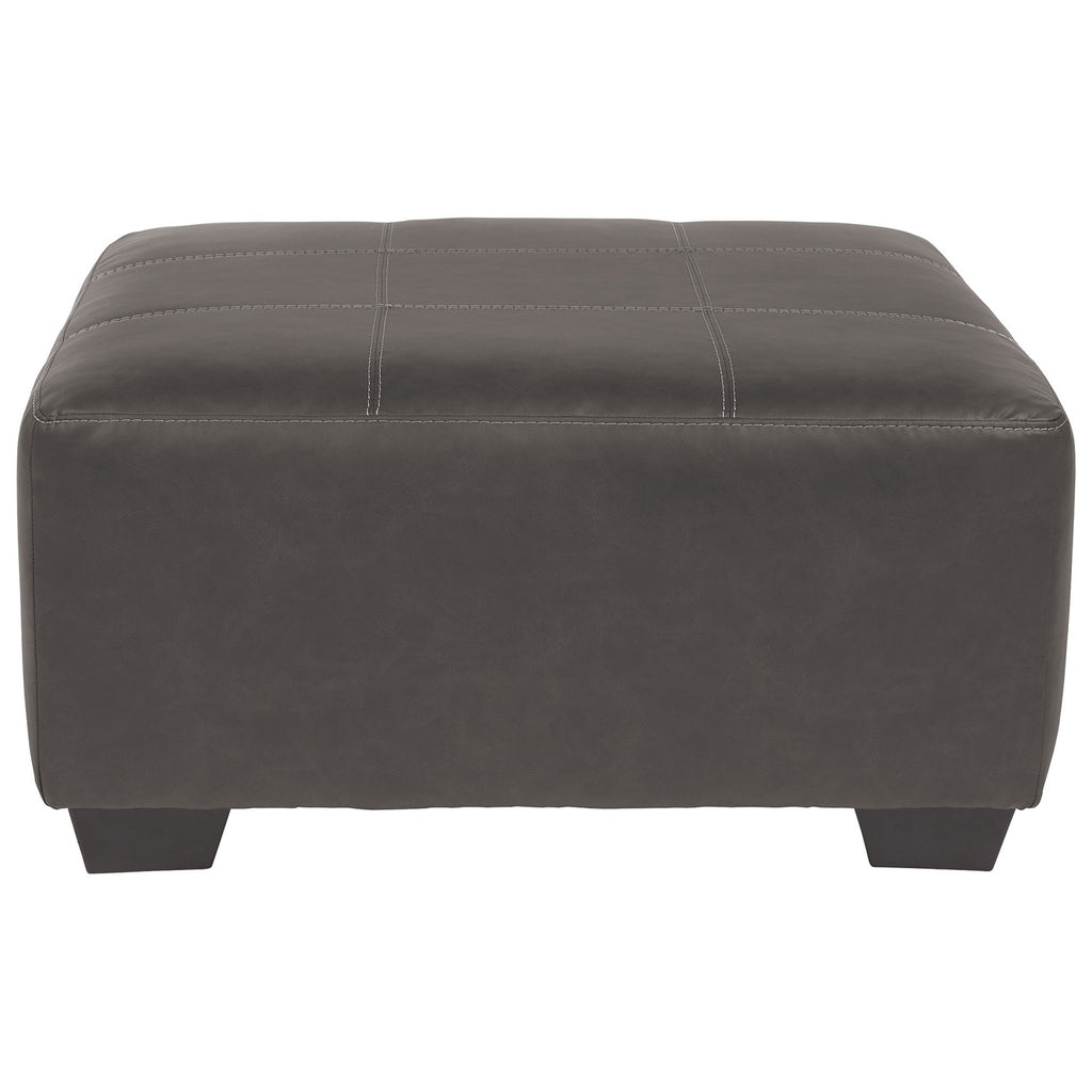 Benzara Faux Leather Upholstered Square Oversized Accent Ottoman, Gray BM226440 Gray Solid Wood, Faux Leather BM226440